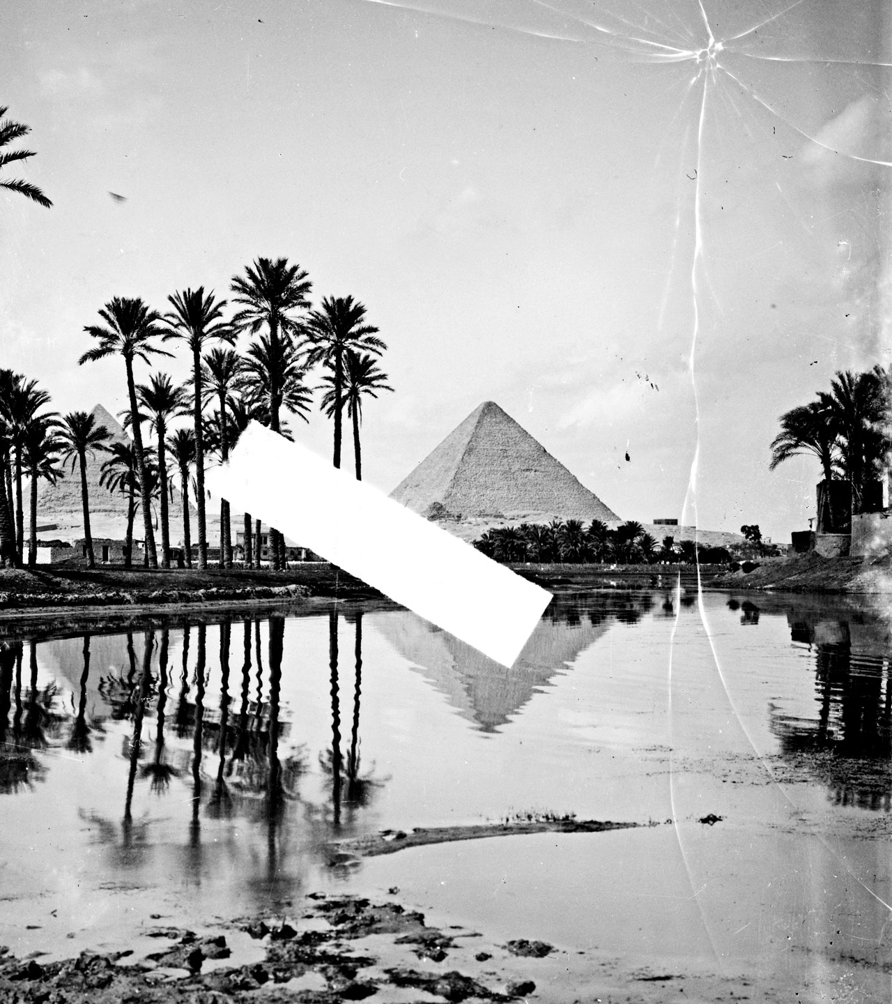 To Sinai via the desert. Pyramids with palm grove.